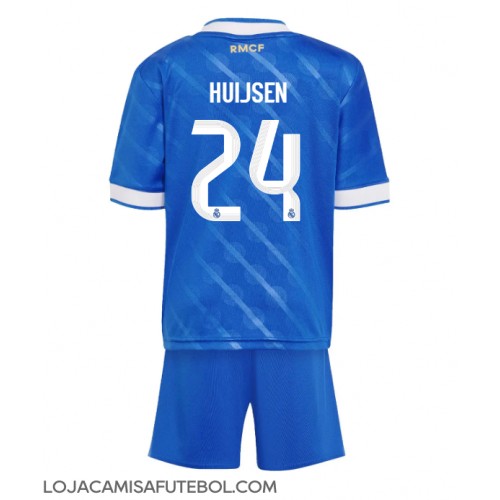 Camisa de Futebol Real Madrid Dean Huijsen #24 Equipamento Alternativo Infantil 2025-26 Manga Curta (+ Calças curtas)